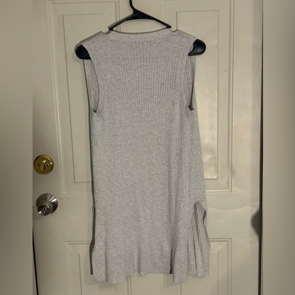 Verve Ami Ribbed Sleeveless Long Cardigan Vest Gray Size S - Picture 2 of 4
